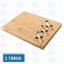 Imagem de Tabua De Frios Carnes Bambu Resistente Kit Facas e Garfos 1 UN