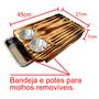 Imagem de Tábua Inteligente De Carne Para Churrasco Madeira Desenhada C/ Gaveta e 2 Potes