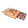 Imagem de Tabua Teca Multiuso Com Bandeja Inox Stolf 44x30x6,5 cm