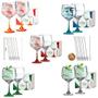Imagem de Taças Gin Kit com 2 Peças + Kit Colher Canudo 6 +1 Escova