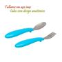 Imagem de Talheres Infantil Bubazoo Colher e Garfo Aço Inox Cabo com Design Anatômico Descanso Higiênico Colorido Buba