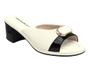 Imagem de Tamanco Piccadilly Salto Alto Feminino Cor Off White/Preto