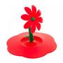Imagem de Tampa de Silicone para Xicaras Copos com Puxador Flor Vermelha