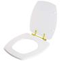 Tampa de Vaso Poliester Thema Branco para bacia Incepa Com Ferragem Dourada - Pontto Lavabo Imagem de Tampa de Vaso Poliester Thema Branco para bacia Incepa Com Ferragem Dourada