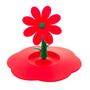 Imagem de Tampa Silicone Copos Xícaras Puxador Flor Vermelha 10,5Cm