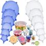 Imagem de Tampa Silicone Reutilizável Kit com 6 Para Potes Panela Flexível Ajustável Elástico Universal