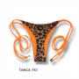 Imagem de Tanga Cora Animal Print  Biquíni Estampado Fio Dental com Laço para Amarrar  Dupla Face Laranja  Reversível  Oncinha