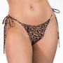 Imagem de Tanga Cora Animal Print  Biquíni Estampado Fio Dental com Laço para Amarrar  Dupla Face Preto  Reversível  Oncinha