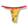 Imagem de Tanga Fany Amarelo Tropical  Biquíni Estampado Semi Fio Marquinha de Fita  Regulável  Detalhe Vermelho Carmim