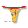 Imagem de Tanga Fany Amarelo Tropical  Biquíni Estampado Semi Fio Marquinha de Fita  Regulável  Detalhe Vermelho Carmim