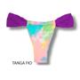 Imagem de Tanga Gali Tie Dye com Uva  Biquíni Estampado  Semi Fio  Cortininha Regulável