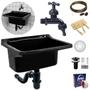 Imagem de Tanque Lavanderia  22L Preto + Sifão Copo Universal Sanfonado + Veda Rosca + Torneira + Varal em Aço + Prendedor + Ralo