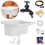 Imagem de Tanque Lavanderia  40L Branco + Sifão Copo Universal Sanfonado + Veda Rosca + Torneira + Varal em Aço + Prendedor + Ralo