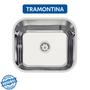 Imagem de Tanque Tramontina  50x40 Hera 34 L  Aço Inox Acetinado + Cuba Tramontina 40x34x14 Cozinha Fosca Número N 0 + válvula e sifão