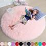 Imagem de Tapete Andrebio Pink Fluffy Circle 180 cm de diâmetro para meninas