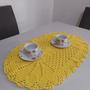 Imagem de Tapete Artesanal De Crochê Oval Barbante Amarelo N6 73Cm