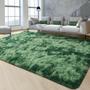 Imagem de Tapete de área FlyDoIt Tie-Dyed Green Shaggy 2,7 x 3,7 m para sala de estar