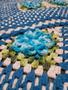 Imagem de Tapete de crochê Artesanal Azul com flor