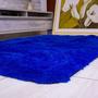 Imagem de Tapete felpudo azul mesclado shaggy p/ quarto sala 1,00x1,40