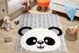 Imagem de Tapete infantil 1,00 por 1,50 menino menina  andino veludo 100%antiderrapante quarto sala de jogos-i-95 cinza panda