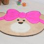 Imagem de Tapete Infantil para Quarto de Menina Ursinha Laço Pink