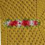 Imagem de Tapete Oval em Crochê Amarelo e Vermelho c/ detalhe 60x45cm