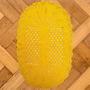 Imagem de Tapete Para Porta Cozinha Sala Quarto Apartamento Casa Croche Feito A Mão Artesanato Oval Amarelo
