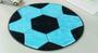 Imagem de Tapete Para Quarto Infantil De Menino Bola Futebol Preto e Azul 65cm