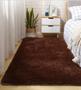 Imagem de Tapete Passadeira Marrom Liso Felpudo Peludo Antiderrapante 2,00m x 0,60cm Sala Quarto Corredor Macio Infantil
