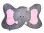 Imagem de Tapete Pelúcia Elefante 1,05m x 75cm Decorativo Quarto Infantil Base Emborrachado - Cinza Com Rosa Bebê
