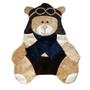 Imagem de Tapete Pelúcia Urso Aviador 1,05m x 85cm Cachecol Infantil Macio Base Emborrachado - Marrom