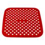 Imagem de Tapete Quadrado Vermelho Silicone Fritadeira Air Fryer Reutilizável 18cm