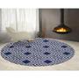 Imagem de Tapete Sala Decorativo 90Cm Redondo Geometrico Grego Azul