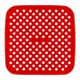 Imagem de Tapete Silicone Quadrado Air Fryer Vermelho Forro Protetor Redondo 18cm