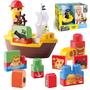 Imagem de Tchuco Blocks Brinquedo Navio Pirata 49 Peças De Montar Educativo  - Samba Toys