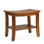 Imagem de TeakCraft Teak Shower Bench com prateleira de 21 polegadas, banco de chuveiro de madeira de teca totalmente montado e Spa, banco de chuveiro para uso idoso, interno e externo, o Hermod