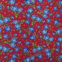 Imagem de Tecido Chitinha Vermelho, Flores Azuis 50cm x 1,40m