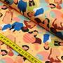 Imagem de Tecido Estampado para Patchwork - Meio a Meio By Amanda Ansaldo : Digital Tricoline Estampa Mulheres (0,50X1,40)