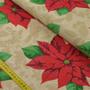 Imagem de Tecido Estampado para Patchwork - Natal: Poinsétia Grande Fundo Bege (0,50X1,40)