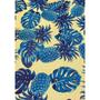 Imagem de Tecido Jacquard Estampado Abacaxi Azul Fundo Off White Tropical - 1,40m de Largura