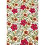 Imagem de Tecido Jacquard Estampado Hibisco Vermelho Fundo Branco - 1,40m de Largura