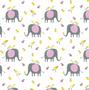 Imagem de Tecido Tricoline Elefantes Rosa e passarinhos jtex 50cm x 1,50mt