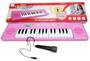 Imagem de Teclado Brinquedo Musical Karaokê Piano Infantil com Microfone Rosa Vários Sons