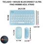 Imagem de Teclado e mouse kit bluetooth sem fio ultra fino hk8880 azul xtrad