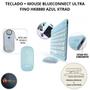 Imagem de Teclado e mouse kit bluetooth sem fio ultra fino hk8880 azul xtrad