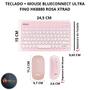 Imagem de Teclado e mouse kit bluetooth sem fio ultra fino hk8880 rosa xtrad