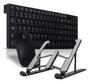 Imagem de Teclado E Mouse Sem Fio + Sup. Para Notebook/ Tablet Cor Preto