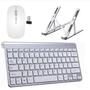 Imagem de Teclado e Mouse Wireless e Suporte Aluminio para Notebook e Tablet