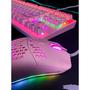 Imagem de Teclado Gamer Mecânico Pink Wolf Profissional USB Iluminação LED Rainbow Efeitos de Transição