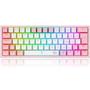 Imagem de Teclado Gamer Redragon Fizz, RGB, Branco e Rosa, Switch Azul, Layout 60%, USB-C, ABNT2 - K617-RGB-WP